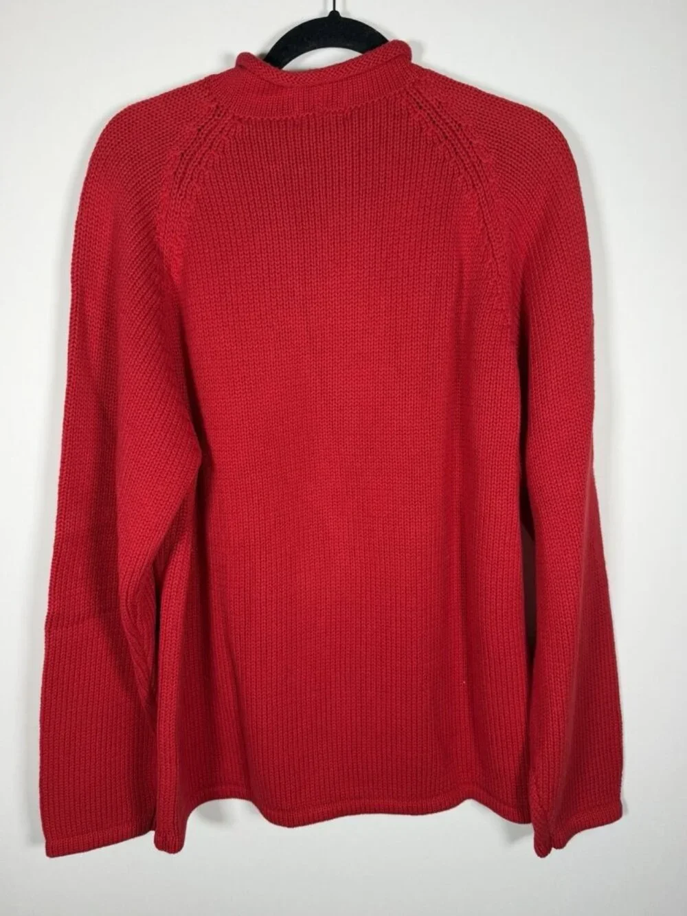 NEW Vintage 90s Deadstock J CREW red rollneck cotton preppy sweater L 1988